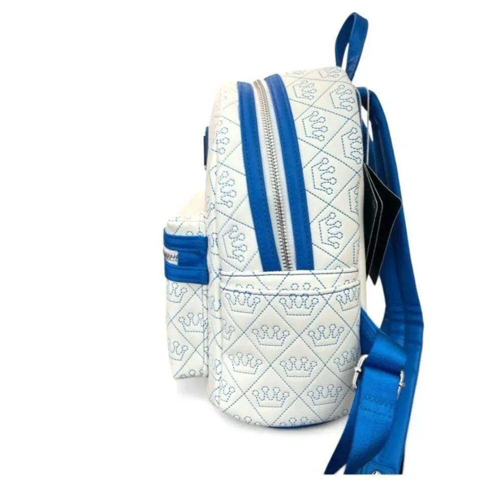 Loungefly Funko Logo Crown Pattern Blue & White Mini Backpack NWT